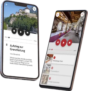SmartCompanion Audioguide-App auf mehreren Smartphones